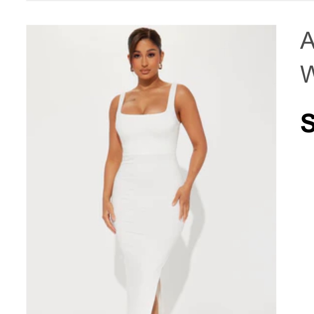 Brand new white midi dress with slit. Size Medium